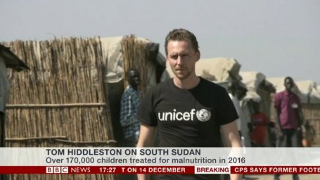 Tom Hiddleston on BBC News to discuss his work in South Sudan Nov 29, 2016